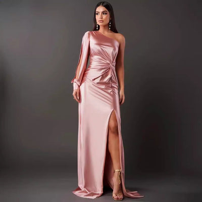 Clara – Einseitiges, geteiltes Kleid mit langen Ärmeln für Damen