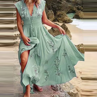 Margarete – Boho Maxi-Kleid mit Stickereien