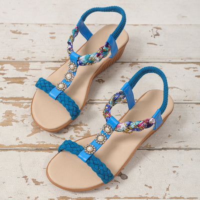 Laura – Bohemian Geflochtene Sandalen für den Sommer am Strand