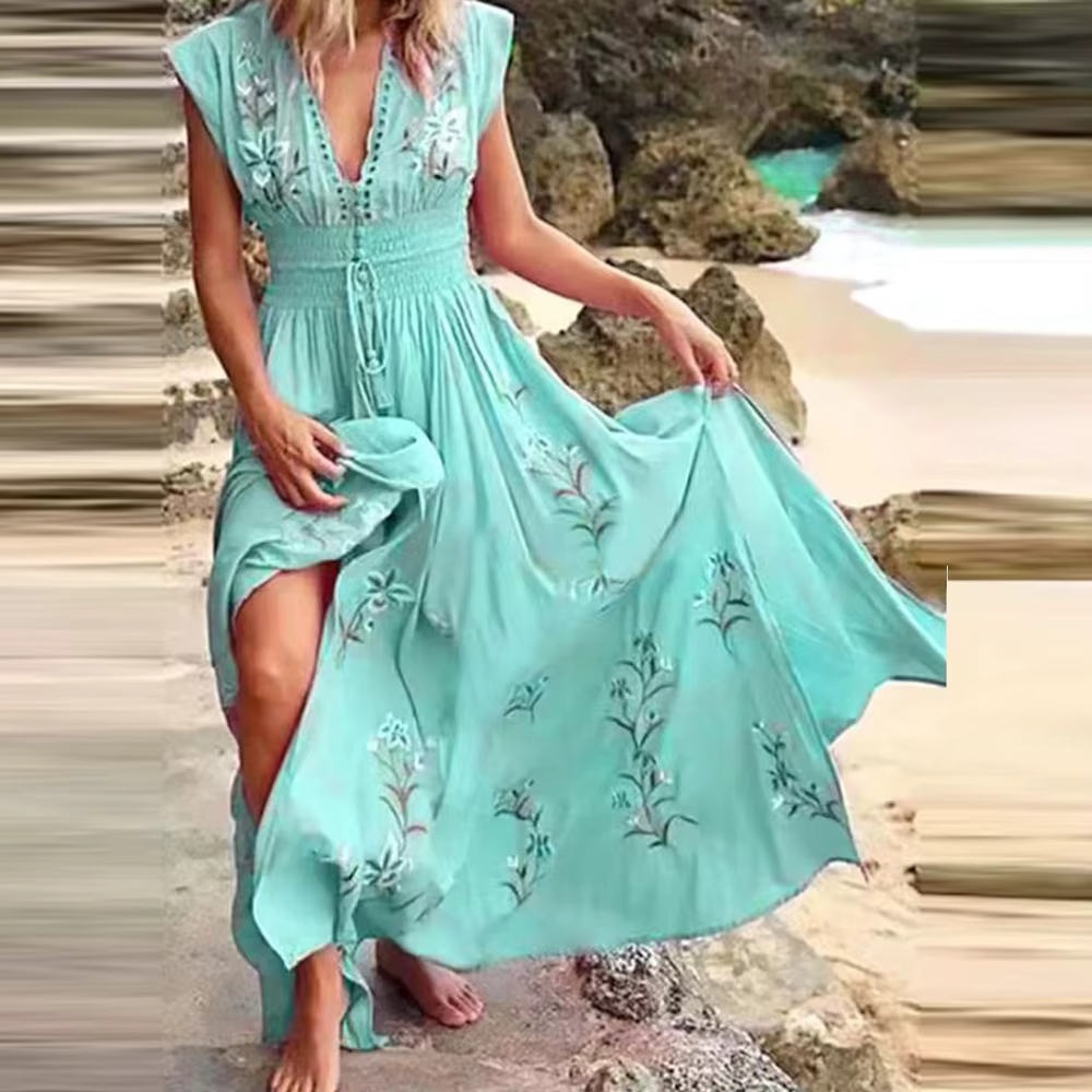 Margarete – Boho Maxi-Kleid mit Stickereien