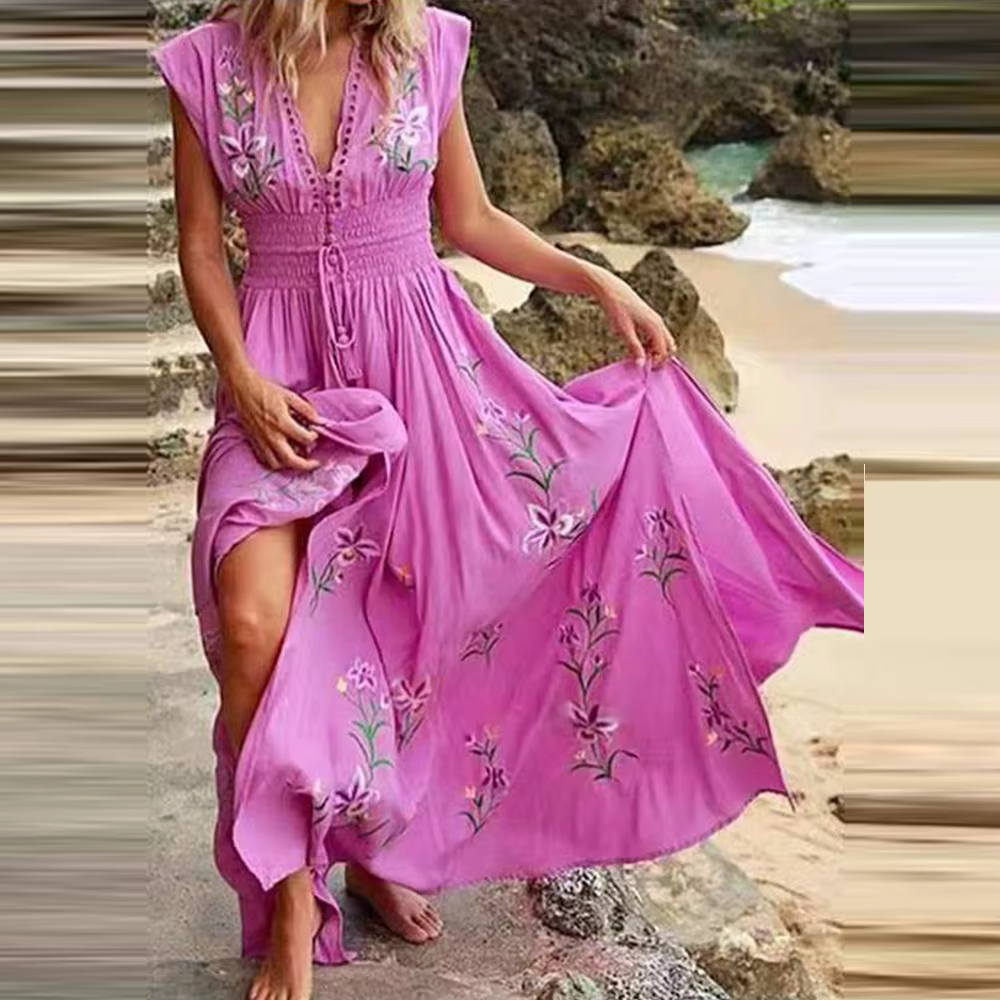 Margarete – Boho Maxi-Kleid mit Stickereien