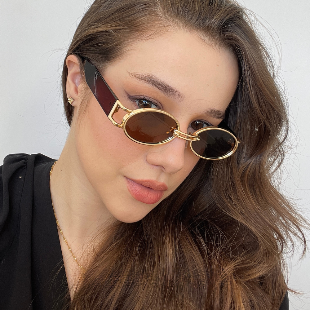 Damen Elegante Zeitlose Ovale Sonnenbrille