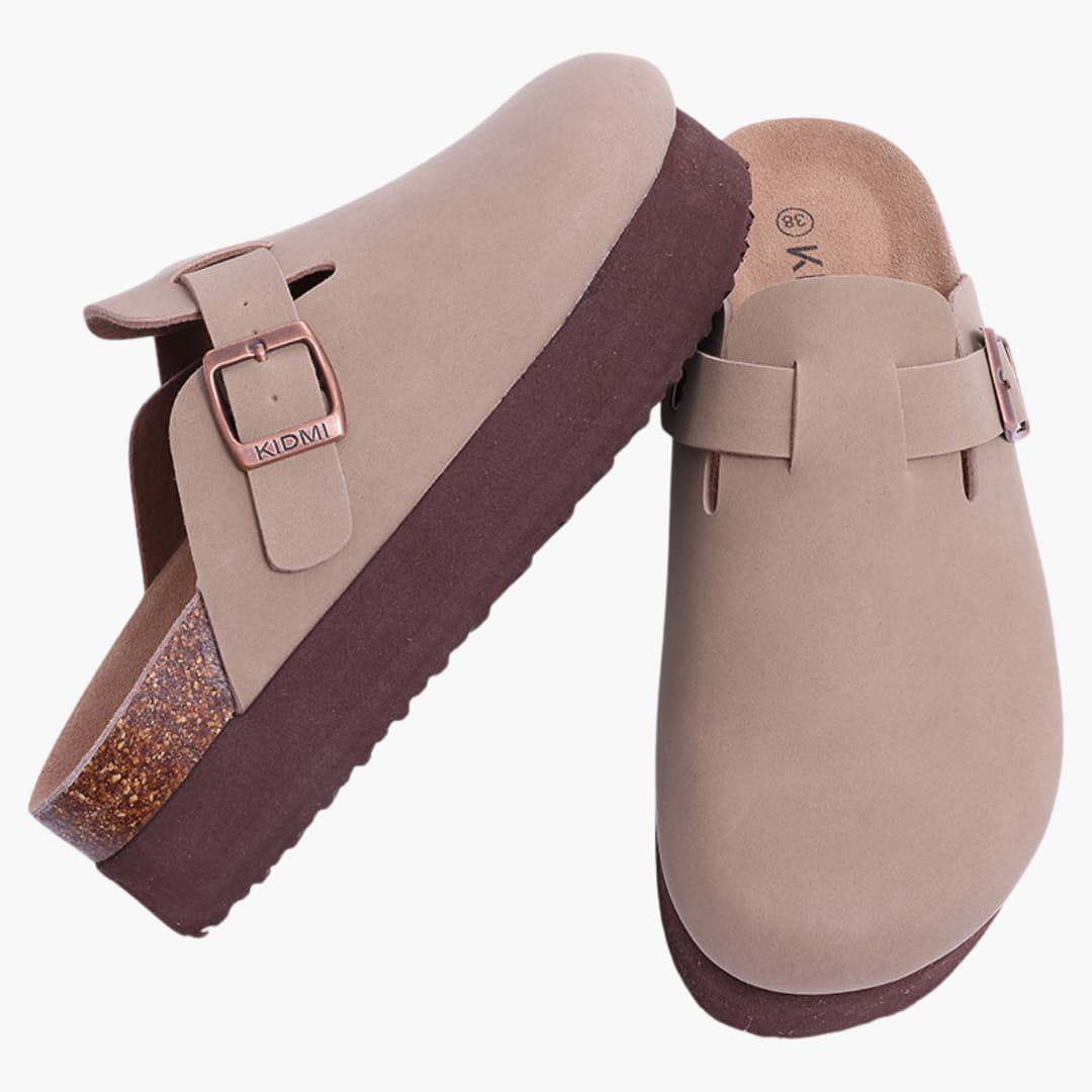 Geschlossene Clogs - Damen Komfort mit Riemen und Fußbett