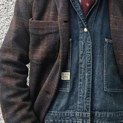 Mario | Klassisch kariertes Revers Lose Jacke