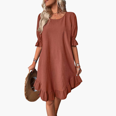 Kleid Damen - Freizeitkleid mit Volants und Puffärmeln Sommer