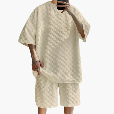 Herren Sommer Zweiteiler mit Jacquard Shirt und Shorts