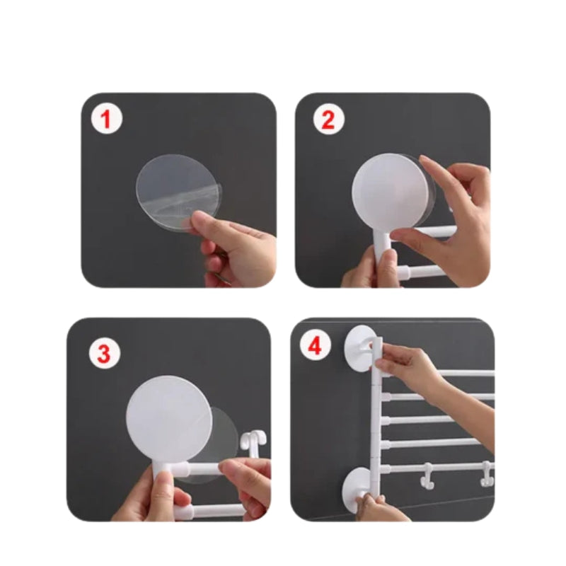 FlexiRack – Zusammenklappbare, rotierende Wandhalterung und Handtuchhalter