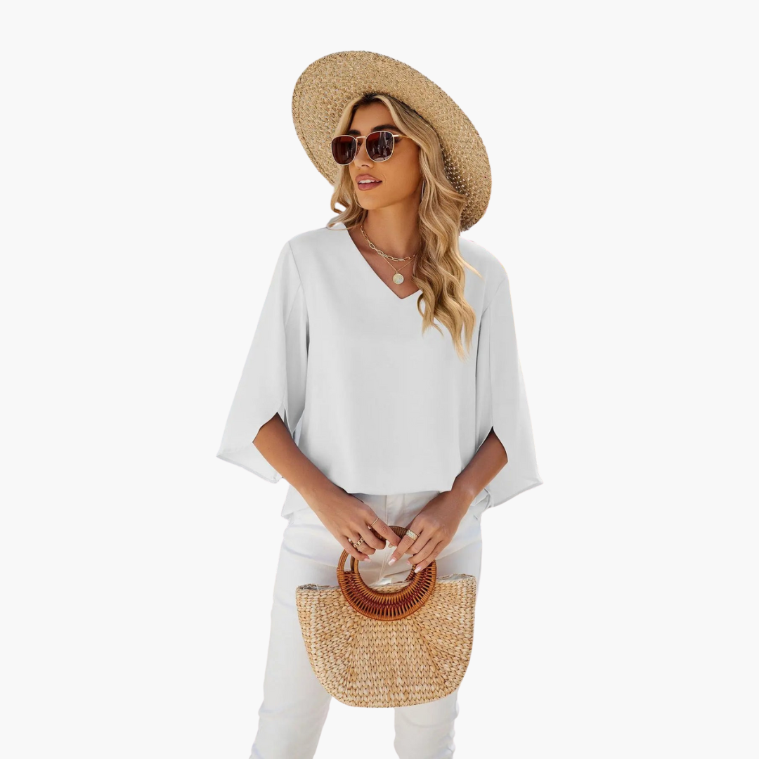 Sommerbluse mit V-Ausschnitt für Damen – Leicht & Elegant