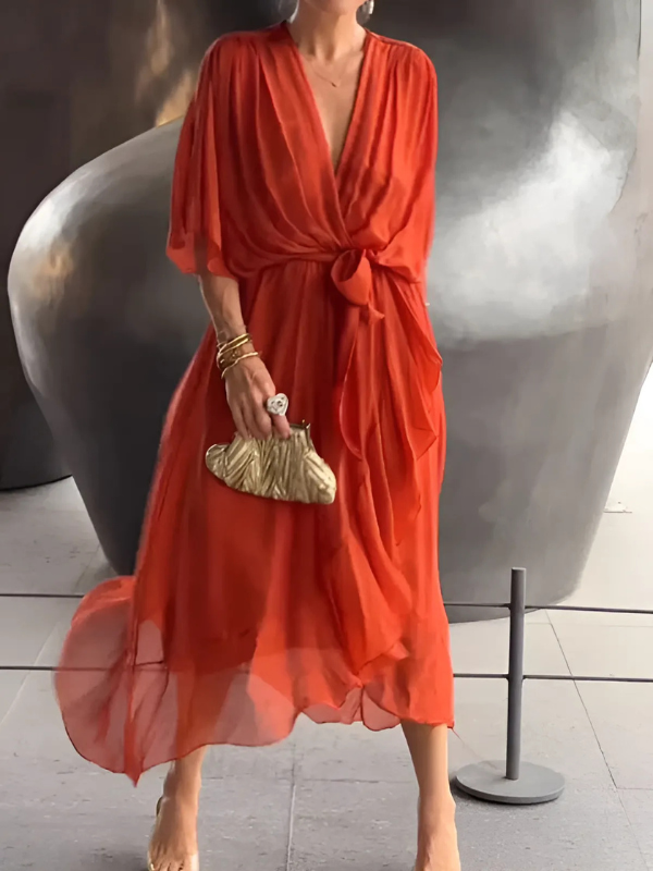 Astrid | Zeitlose Wrap Midi-Kleid