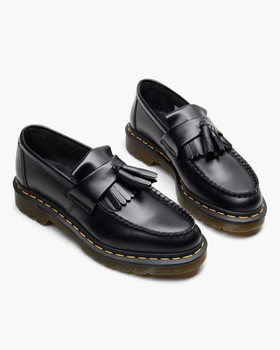 Olivia | Retro-Stil Schwarze Loafer aus Leder mit Fransen