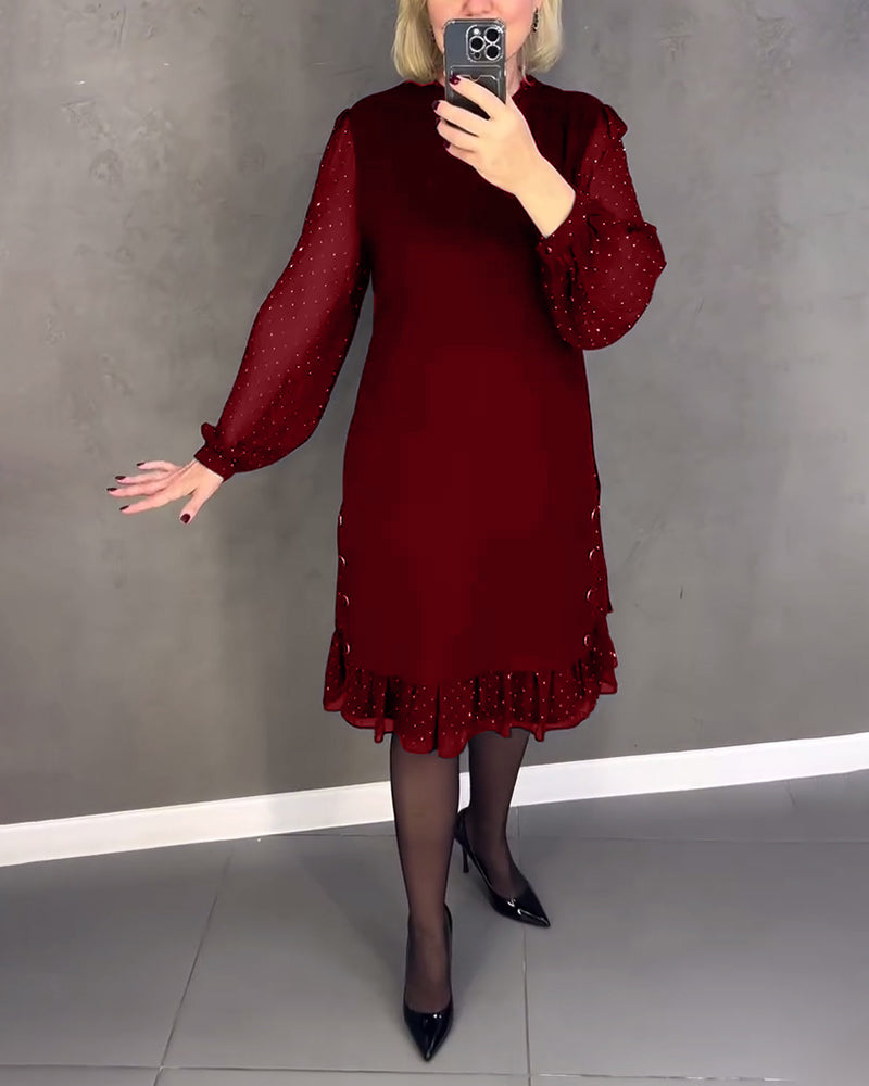 ELIANA | Elegantes Kleid mit transparenten Ärmeln und schmeichelhaftem Schnitt für Herbstanlässe