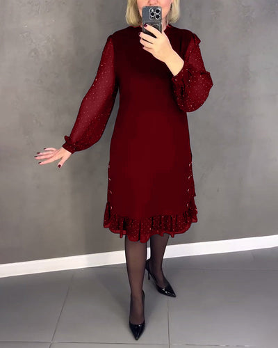 ELIANA | Elegantes Kleid mit transparenten Ärmeln und schmeichelhaftem Schnitt für Herbstanlässe