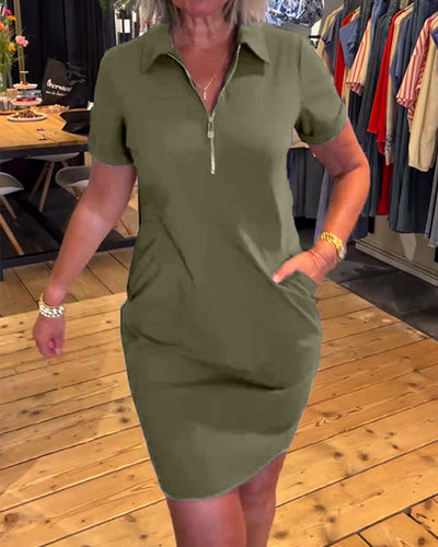 MIRAVO | Kurzes Reißverschlusskleid mit Reverskragen