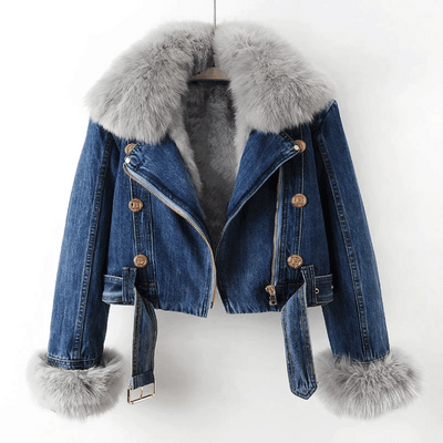 Sophia | Elegance Denim & Pelz Jacke