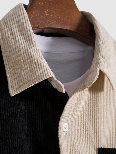 Gusion - Patchwork Kord Hemd mit kurzen Ärmeln