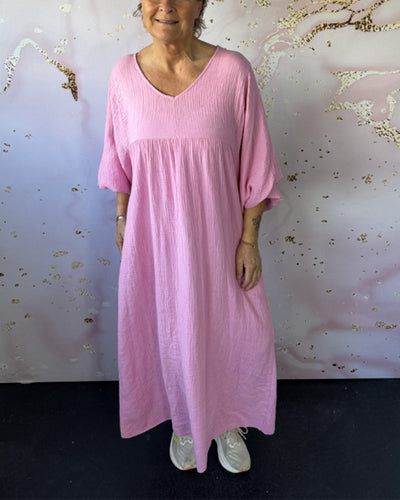 MIRAVO | Luftiges V-Ausschnitt Maxikleid mit Falten