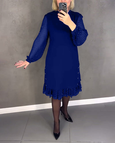 ELIANA | Elegantes Kleid mit transparenten Ärmeln und schmeichelhaftem Schnitt für Herbstanlässe