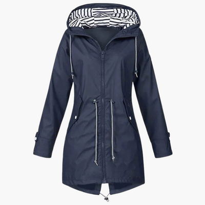 Damen Regenjacke mit Kapuze und Kordelzug an der Taille