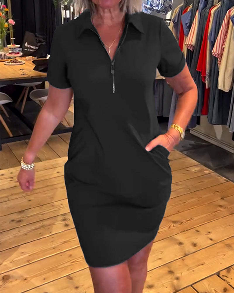 MIRAVO | Kurzes Reißverschlusskleid mit Reverskragen