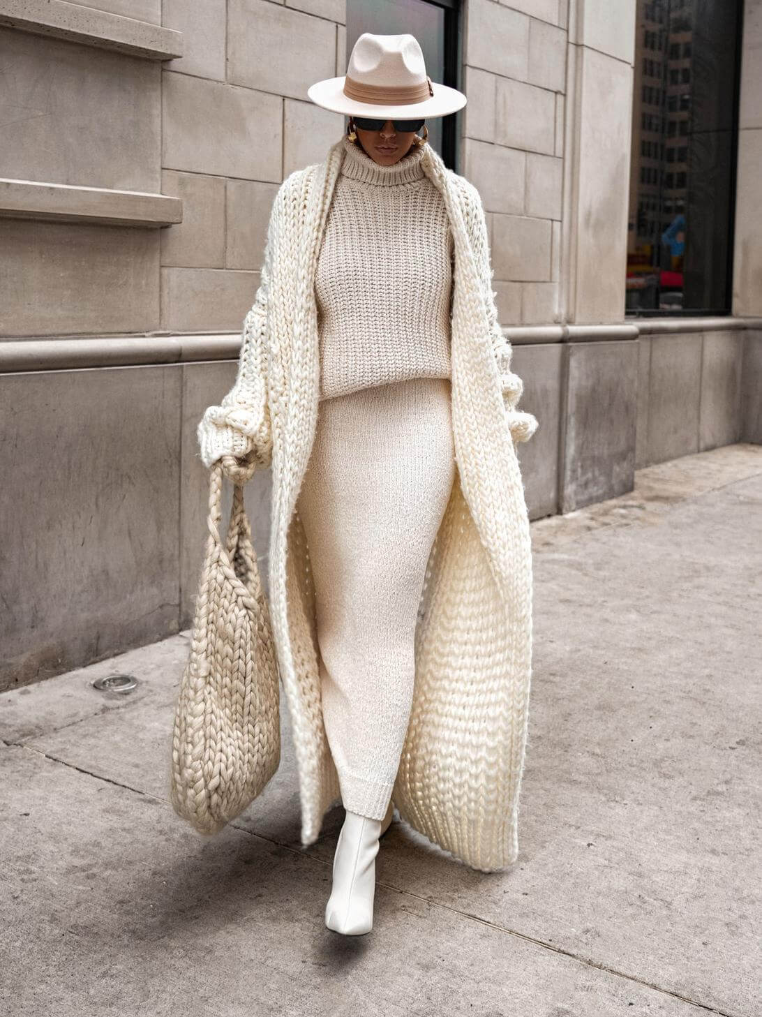 Elfenbein Halte Mich Nah Schalkragen Cardigan