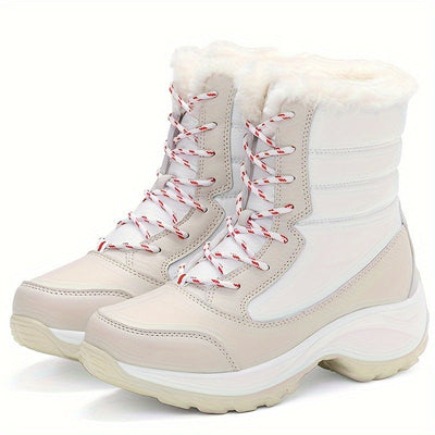 Winterschuhe Damen Stiefel | Mit Schnürung und Runder Kappe
