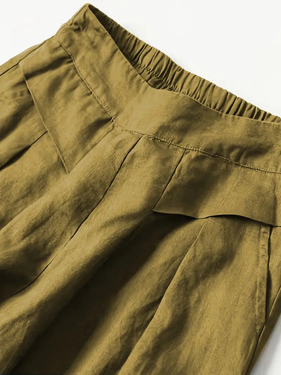 Anina - Weite Beine Leinen Hose