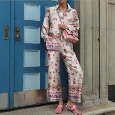 Damen Zweiteiler Set mit 3D-Muster – Eleganter Freizeit-Look für Alltag und Büro