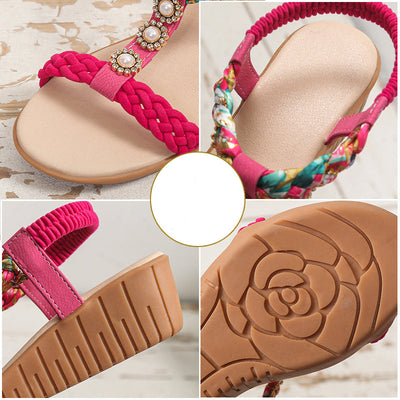 Laura – Bohemian Geflochtene Sandalen für den Sommer am Strand