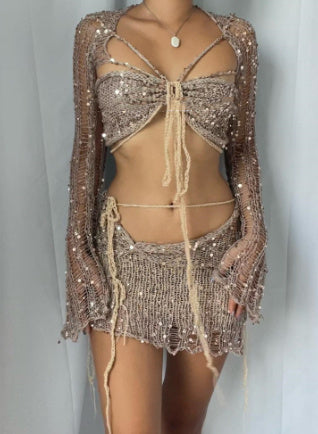 Heidi – Strickpullover Drei-teiliges Set