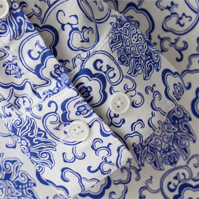 Anselm - Elegantes Hemd mit blauen Motiven