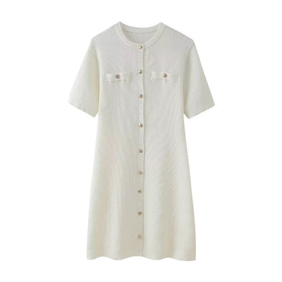 Elegantes Minikleid mit kurzen Ärmeln und Knopfleiste für Damen