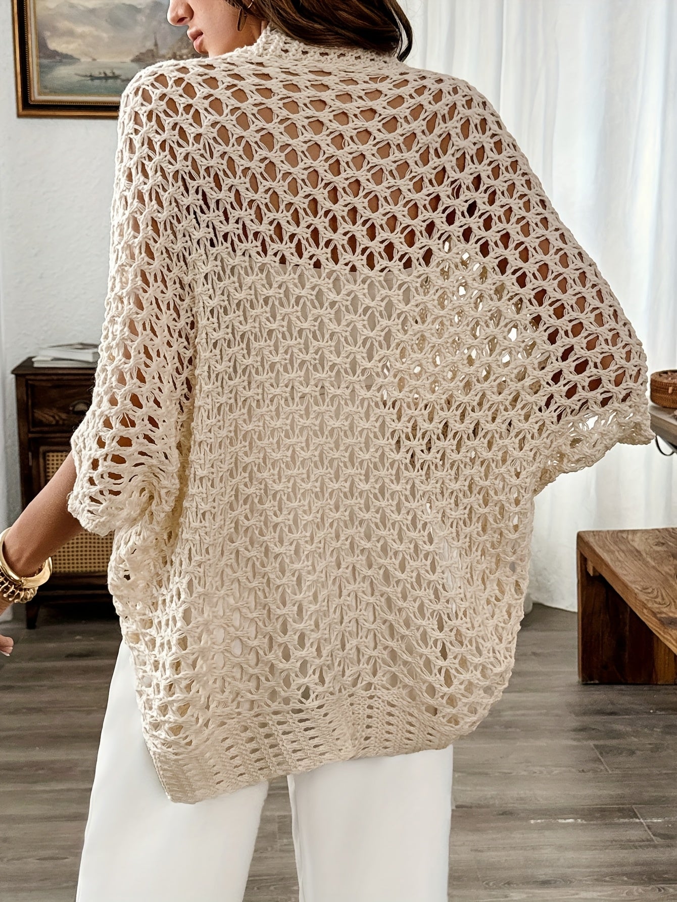 Etleva - Eleganter Hohler Strickjacke Mit Fledermausärmeln