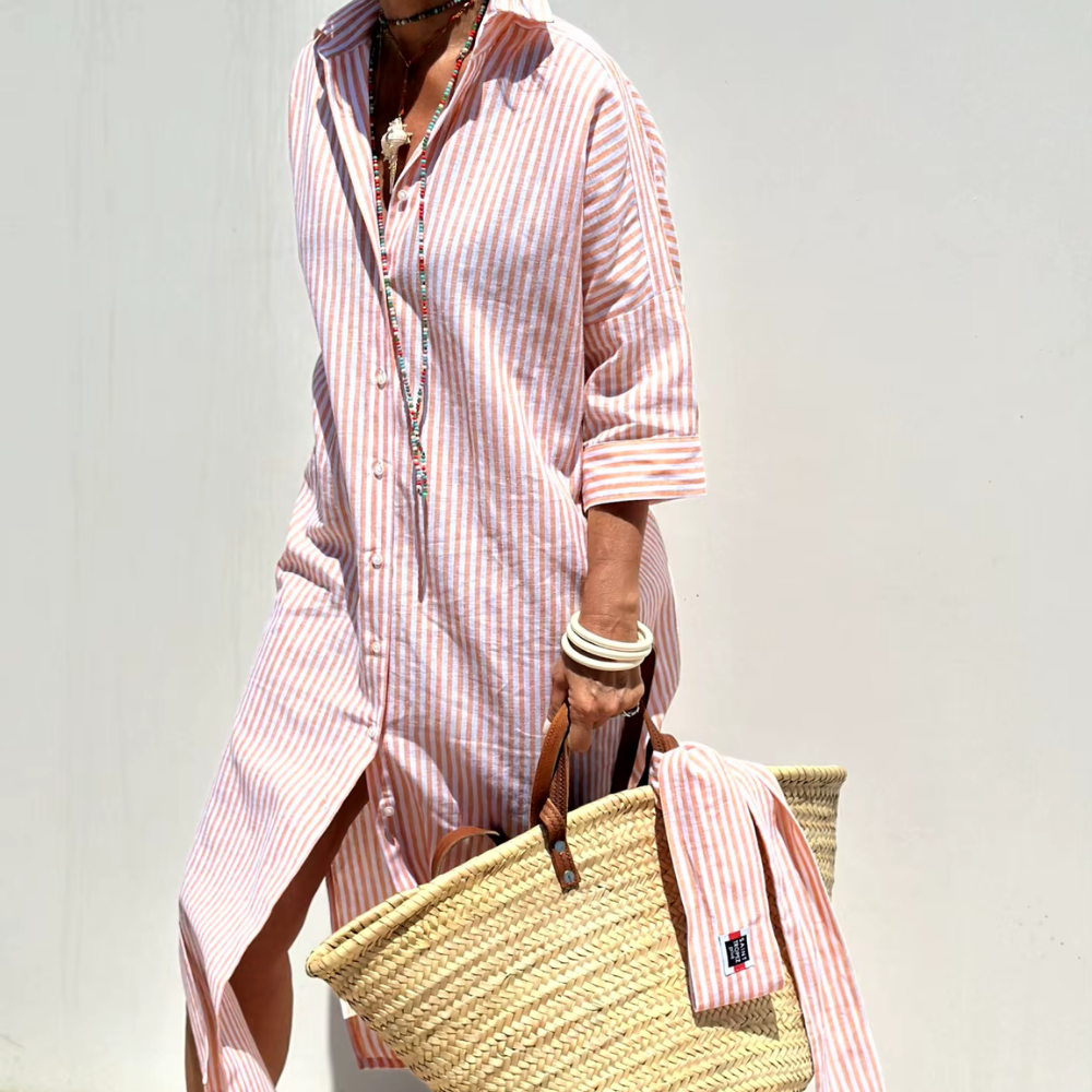 Frieda – Luftiges gestreiftes Hemdblusenkleid für den Sommer