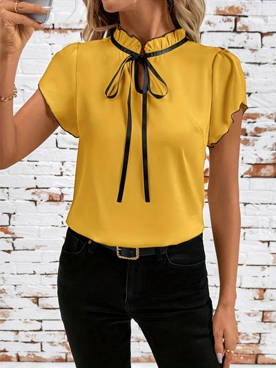 Bethany - Farbe Blockieren Kurz Ärmel Hemd