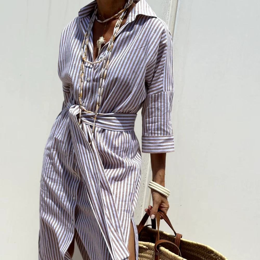 Frieda – Luftiges gestreiftes Hemdblusenkleid für den Sommer