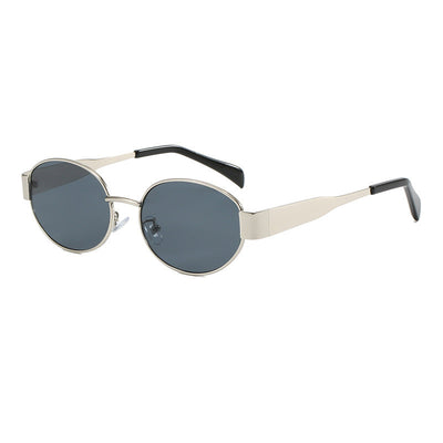 Sara – Metallische Retro-Ovalrahmen-Sonnenbrille