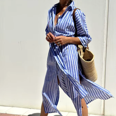Frieda – Luftiges gestreiftes Hemdblusenkleid für den Sommer