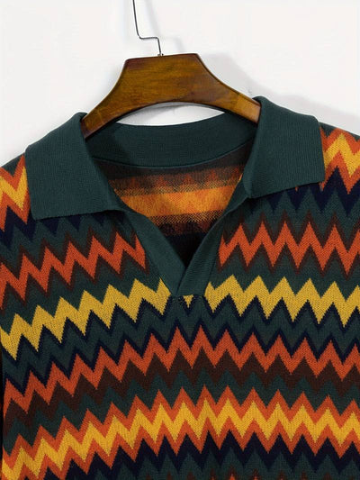Retro-Strickpolo mit Zickzack-Muster