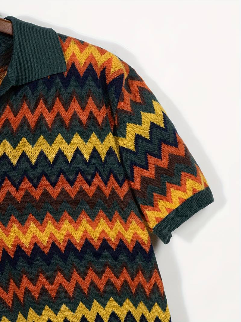 Retro-Strickpolo mit Zickzack-Muster
