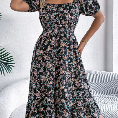 Gretel – Romantisches Blumenkleid mit Puffärmeln