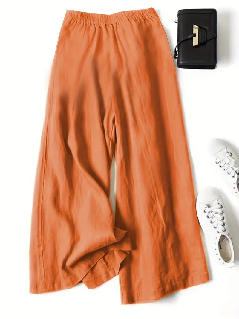 Anina - Weite Beine Leinen Hose