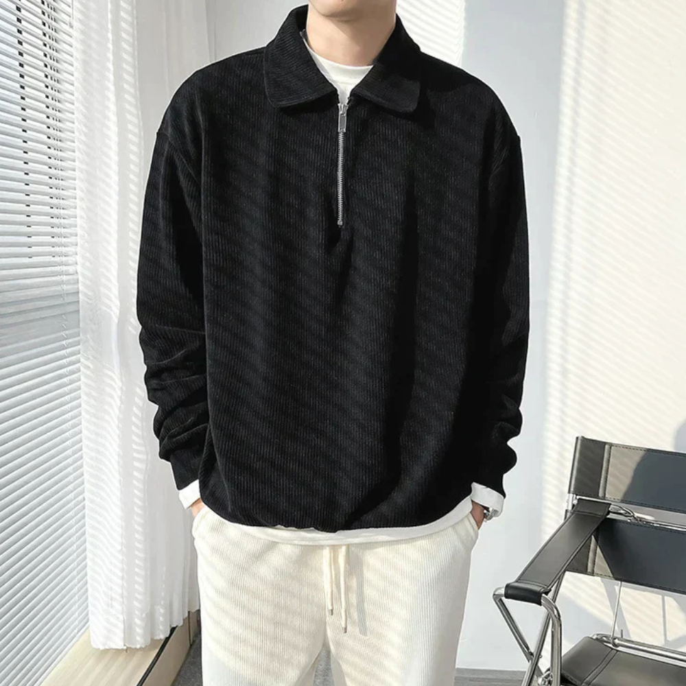 Claudio – Moderner Herrenpullover mit Reißverschlusskragen