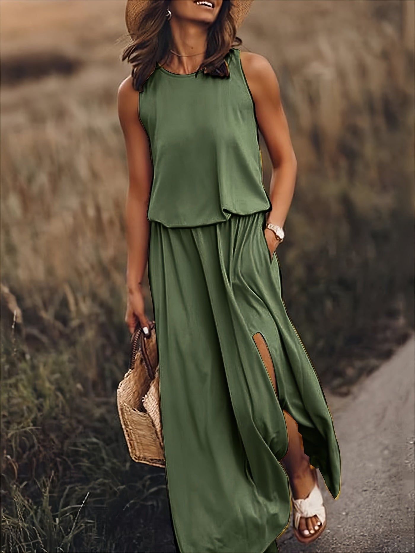 Edna - Damen Schwarzes Modal Boho Maxikleid Farben