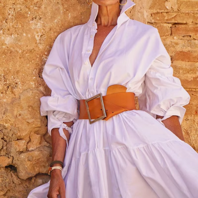 Birgit – Elegantes Hemdblusenkleid mit Taillengürtel