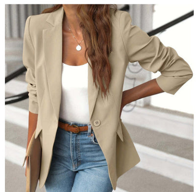 Damen Blazer Elegant Businessjacke – Klassischer Ein-Knopf Blazer für Büro & Alltag