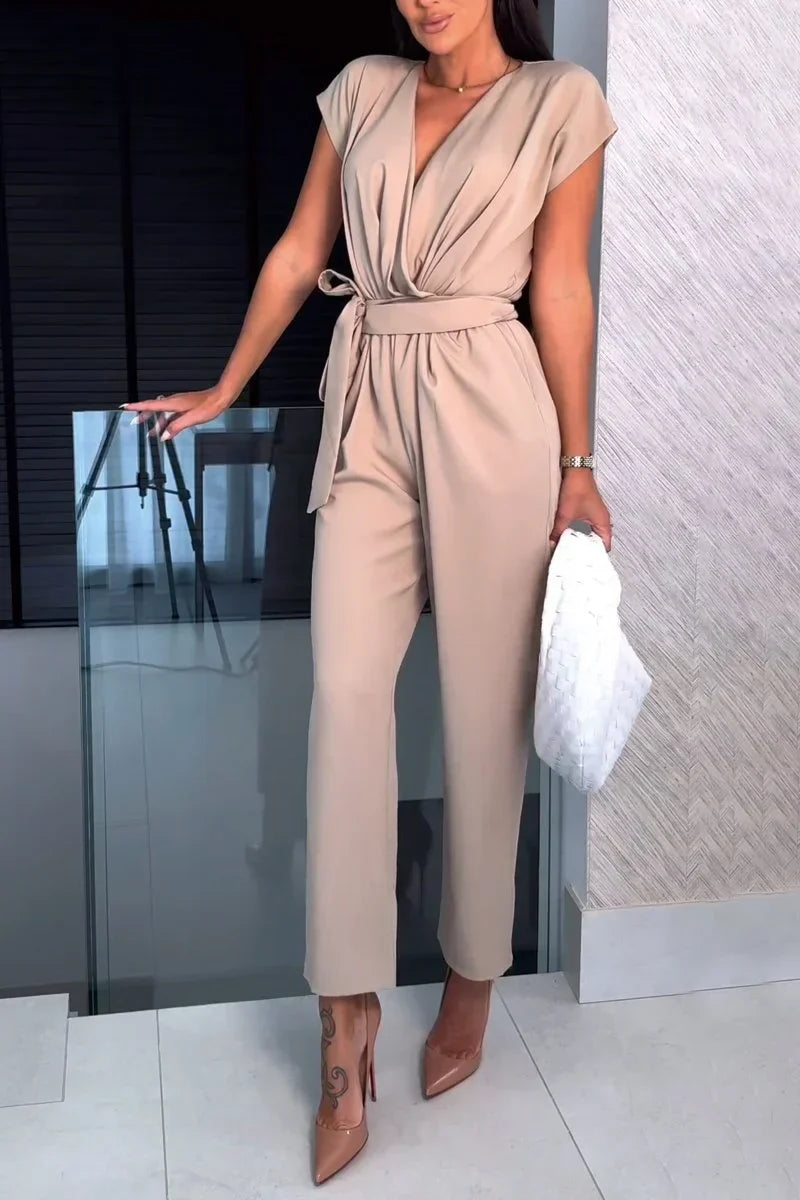 Maryana - Kurzärmeliger Jumpsuit Mit V-Ausschnitt