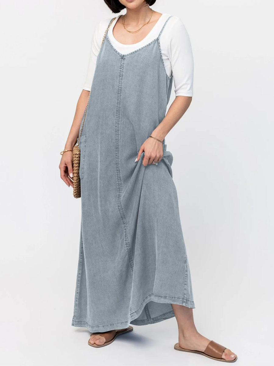 Éricaa - Maxikleid Aus Denim In Lockerer Passform