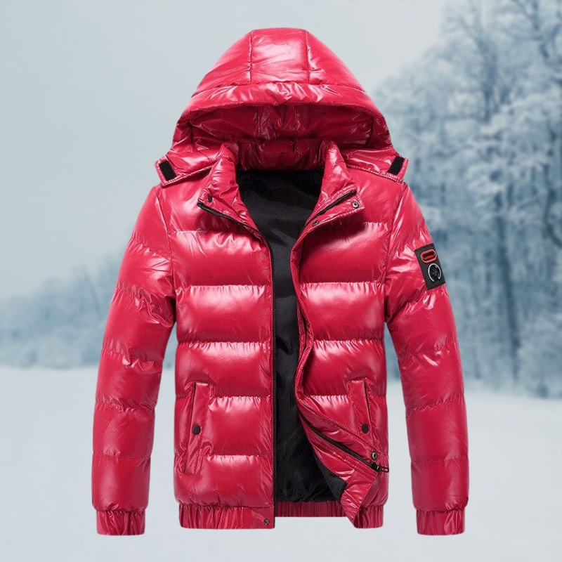 Herren Winterjacke | Glänzende Steppjacke Mit Kapuze