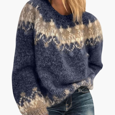 Damen pullover mit Rundhalsausschnitt und Musterstrick