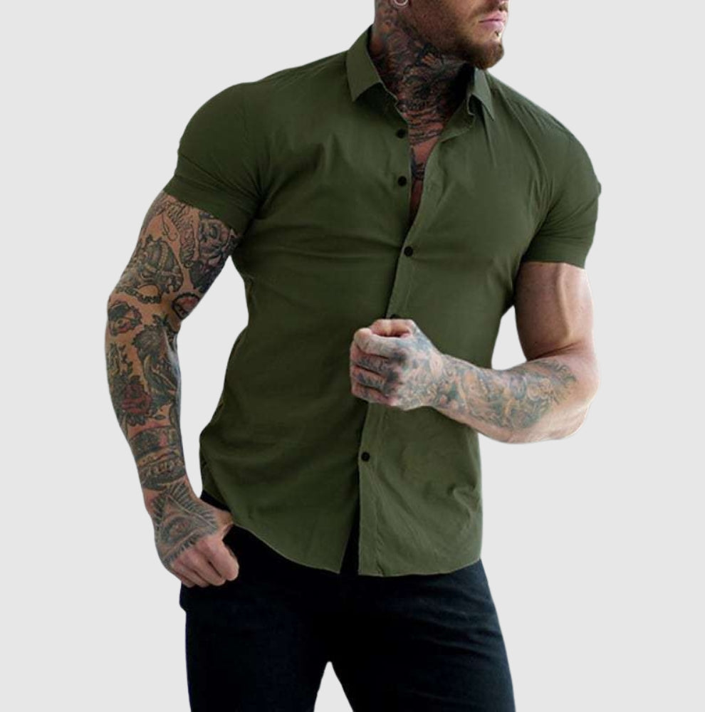 Herren Lässiges Kurzarm Hemd | Slim Fit